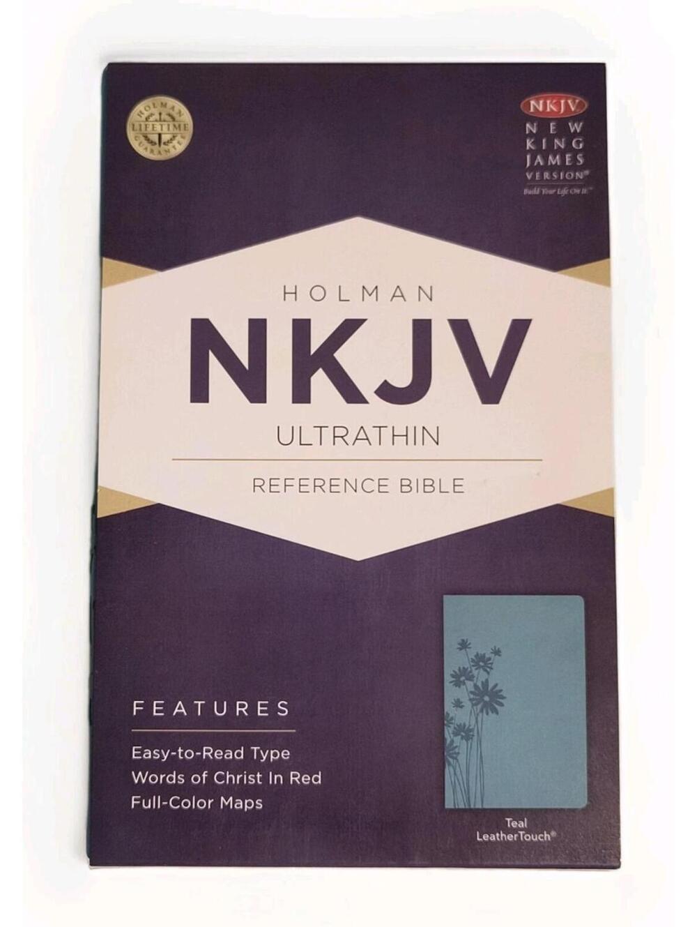 New Holman NKJV Ultrathin Floral Teal Reference Bible